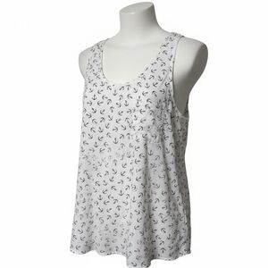 Needle and Thread Women's White Anchor Scoop Neck Tank Top Racerback Size Small